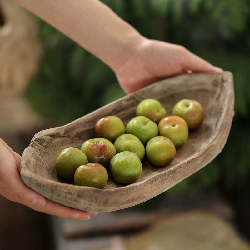 Retro Wooden Boat-Shaped Fruit Platter