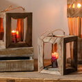 Farmhouse Wooden Lantern Hanging or Tabletop