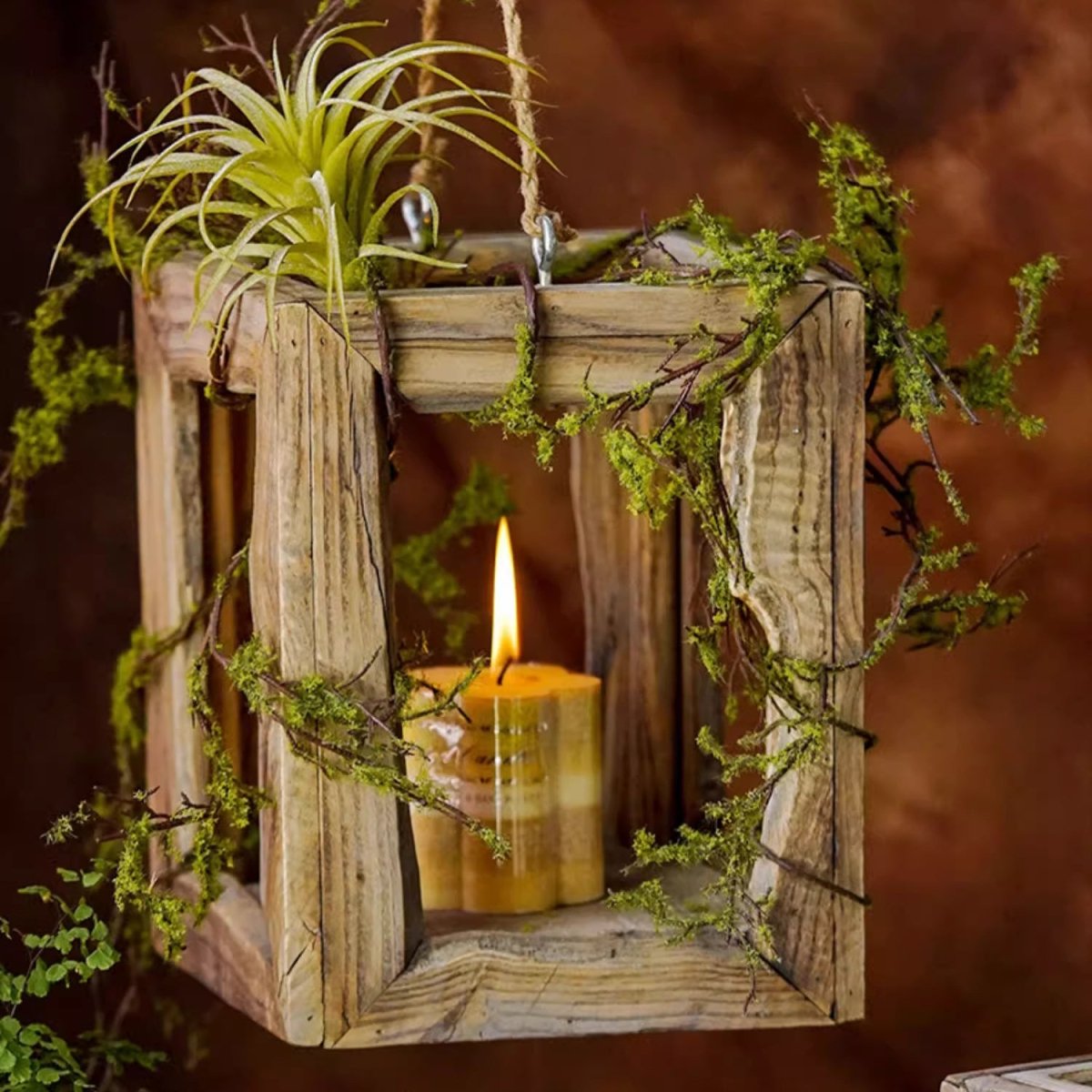 Farmhouse Wooden Lantern Hanging or Tabletop
