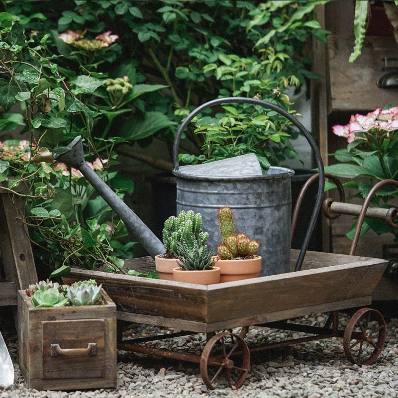 Small Decorative Wooden Wagon Flower Cart