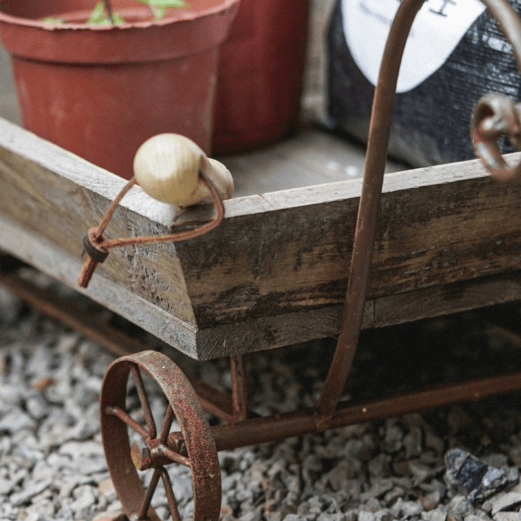 Small Decorative Wooden Wagon Flower Cart