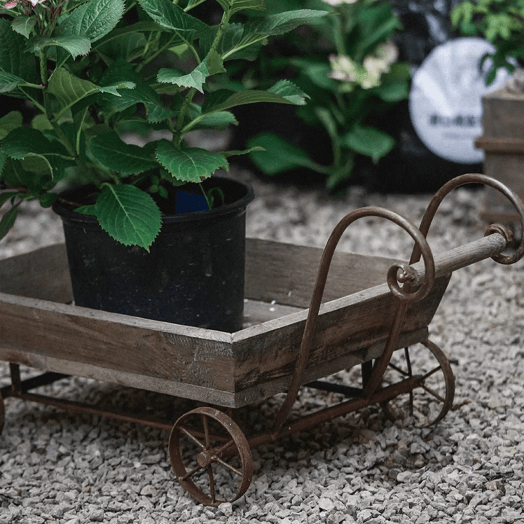 Small Decorative Wooden Wagon Flower Cart