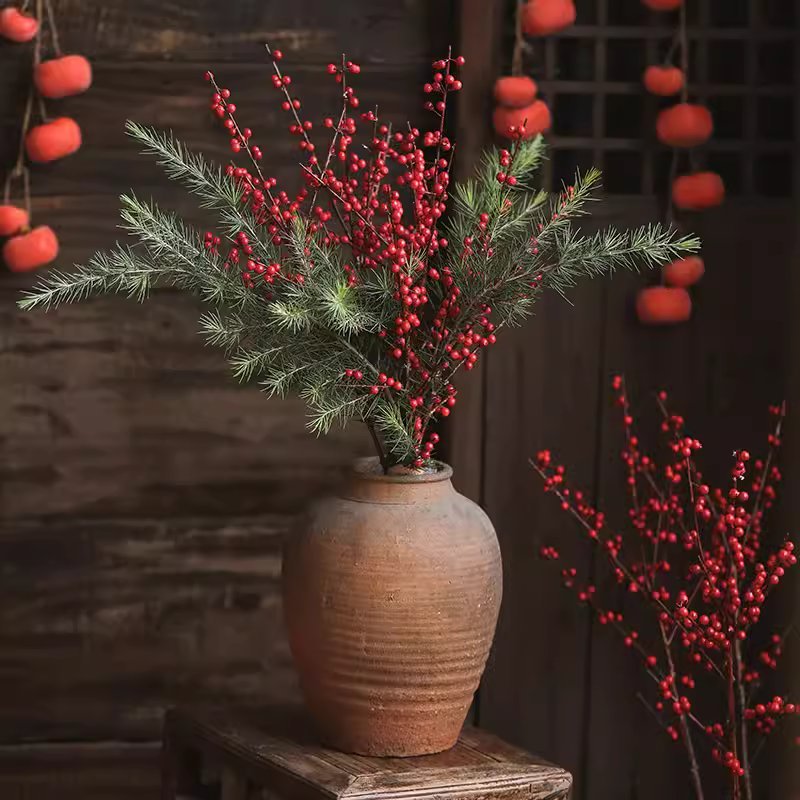 Faux Red Winterberry Stem