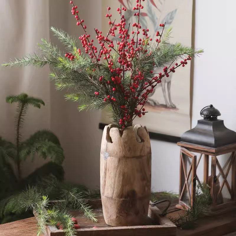 Faux Red Winterberry Stem