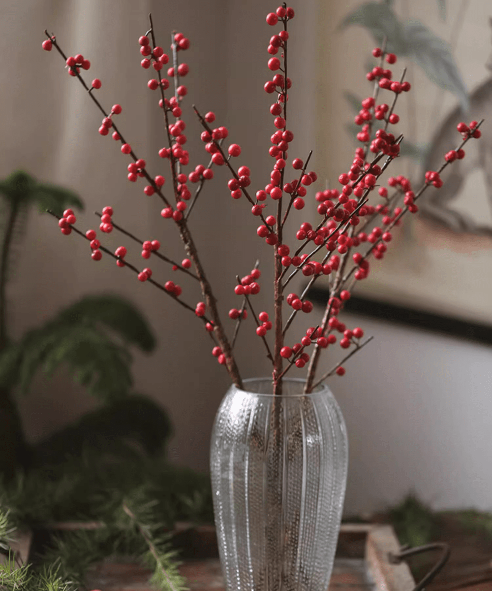 Faux Red Winterberry Stem