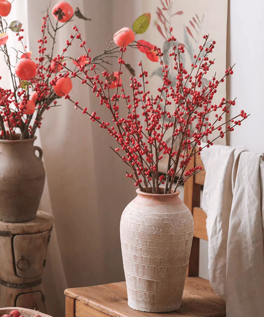 Faux Red Winterberry Stem