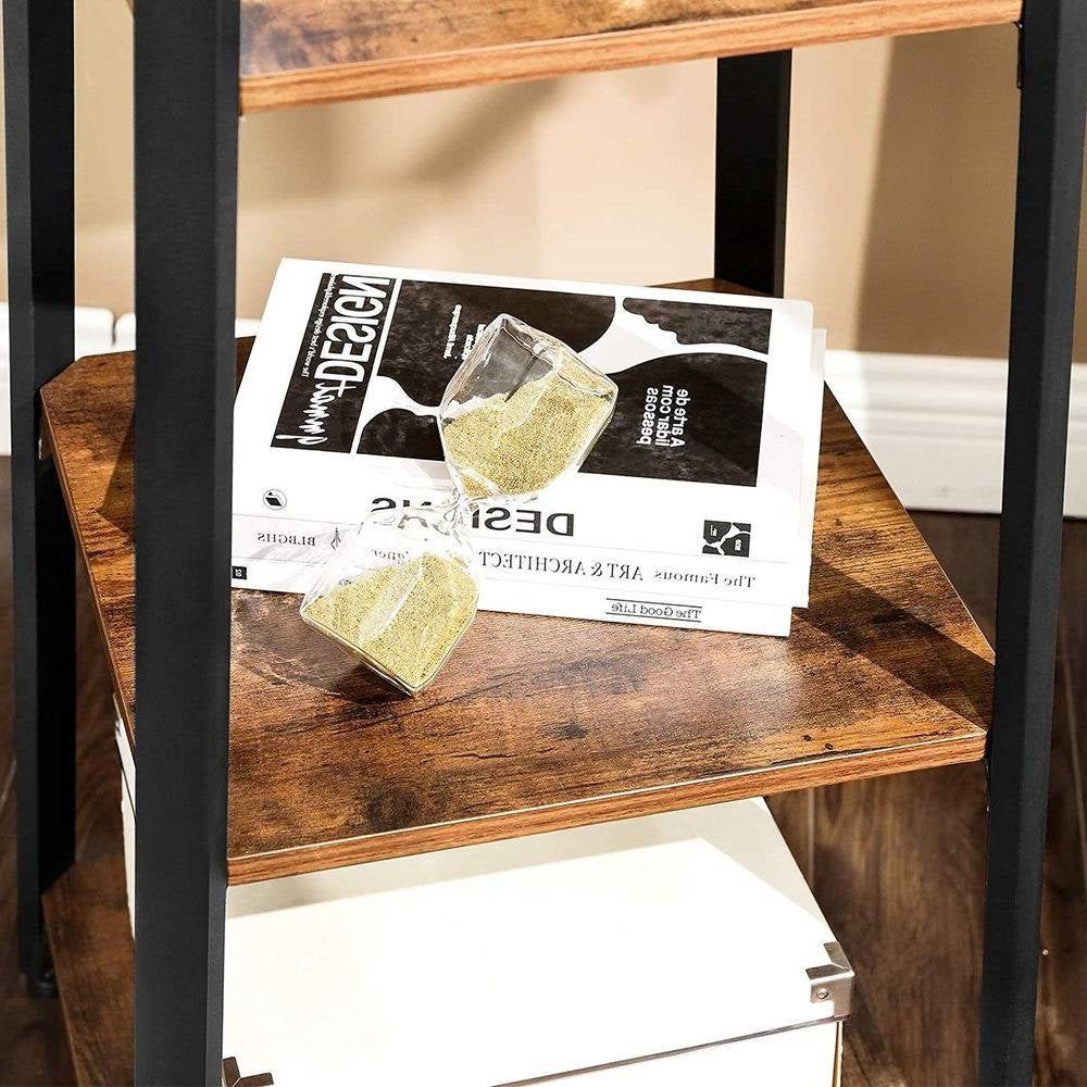 Modern Industrial Metal Frame Wood Shelf Coat Rack with 3-Shelves