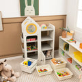 Multipurpose Toy Chest and Bookshelf with Mobile Trolley for Bedroom-Gray