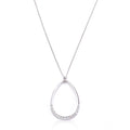 Avera Jewelry Crystal Teardrop Necklace Elegant Silver Pendant