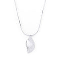 Avera Crystal Leaf Necklace in Polished Silver