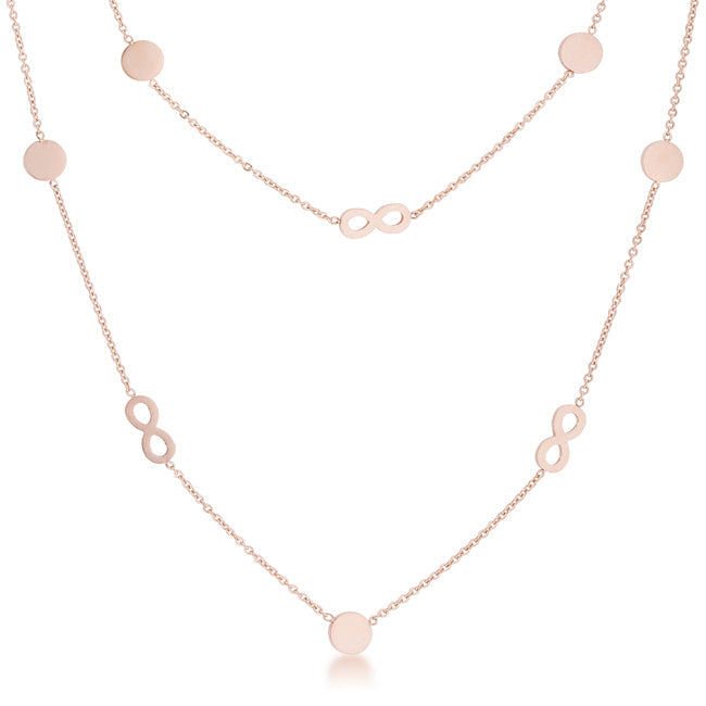 Krystal Stainless Steel Infinity Station Layer Necklace