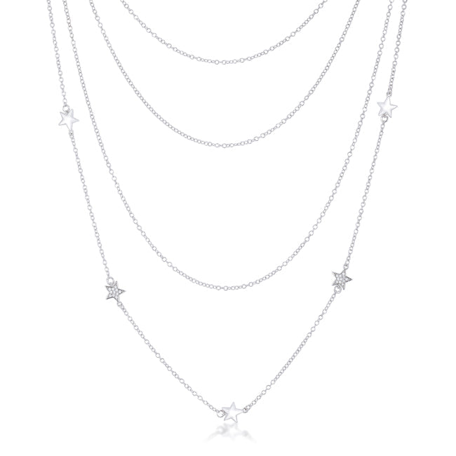 Multi-Chain Star Necklace with CZ