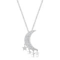Avera .6Ct Dazzling Moon and Stars Necklace with CZ
