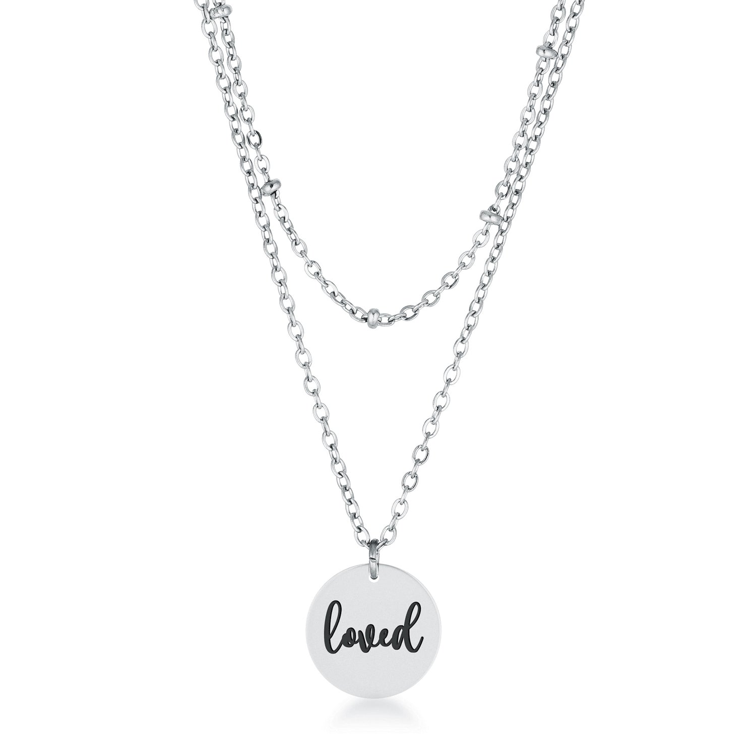 Avera Delicate Silver Plated Necklace Loved Pendant