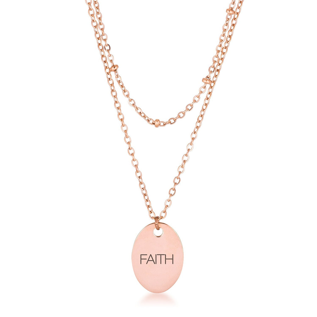 Jewelry Double Chain Faith Necklace In Rose Gold