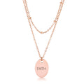 Jewelry Double Chain Faith Necklace In Rose Gold