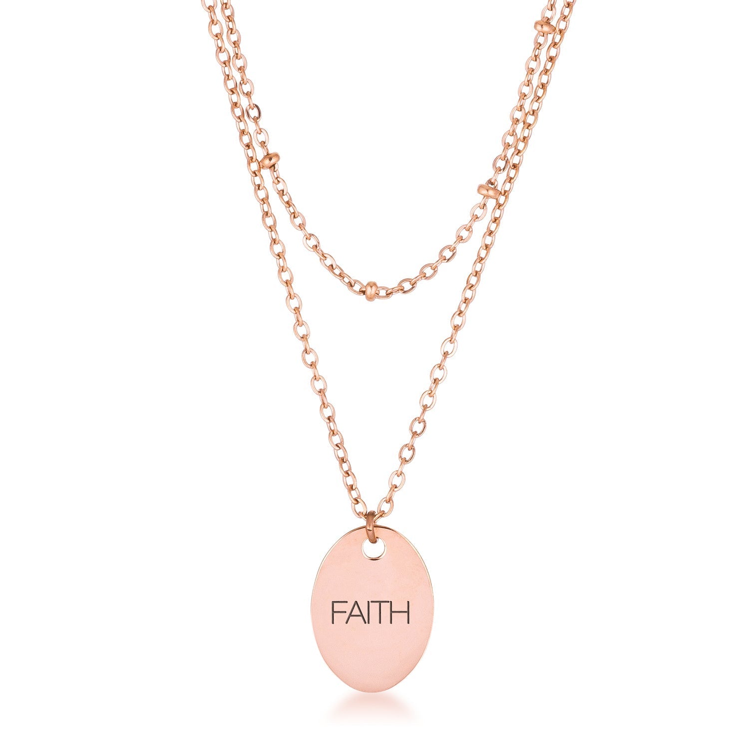 Jewelry Double Chain Faith Necklace In Rose Gold