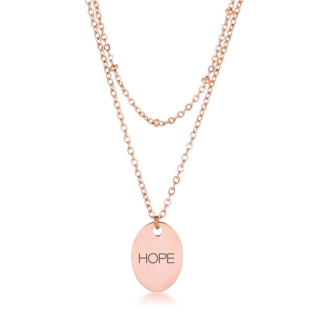Avera Double Chain Hope Necklace In Rose Gold