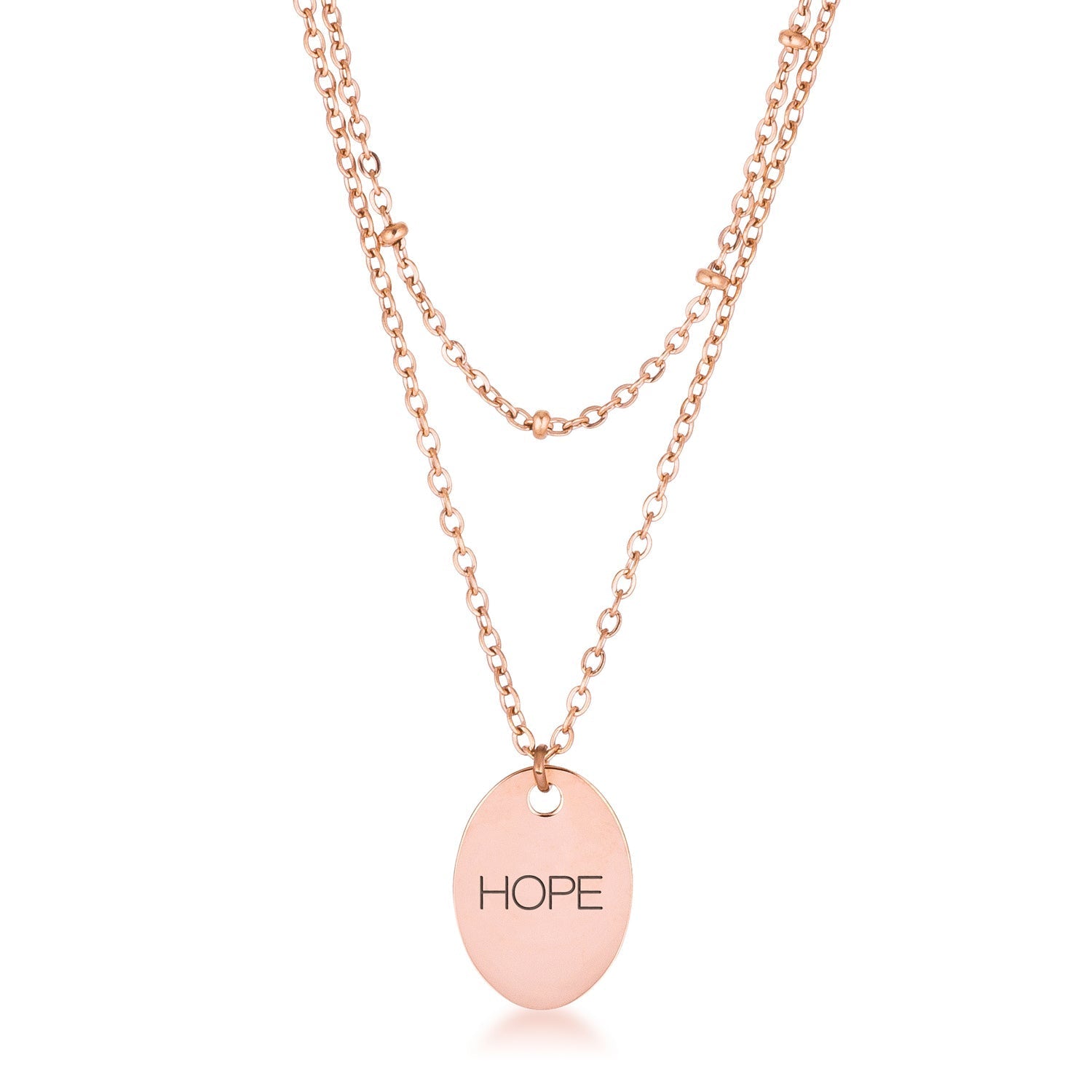 Avera Double Chain Hope Necklace In Rose Gold