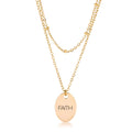 Avera Double Chain Faith Necklace In Polished Gold