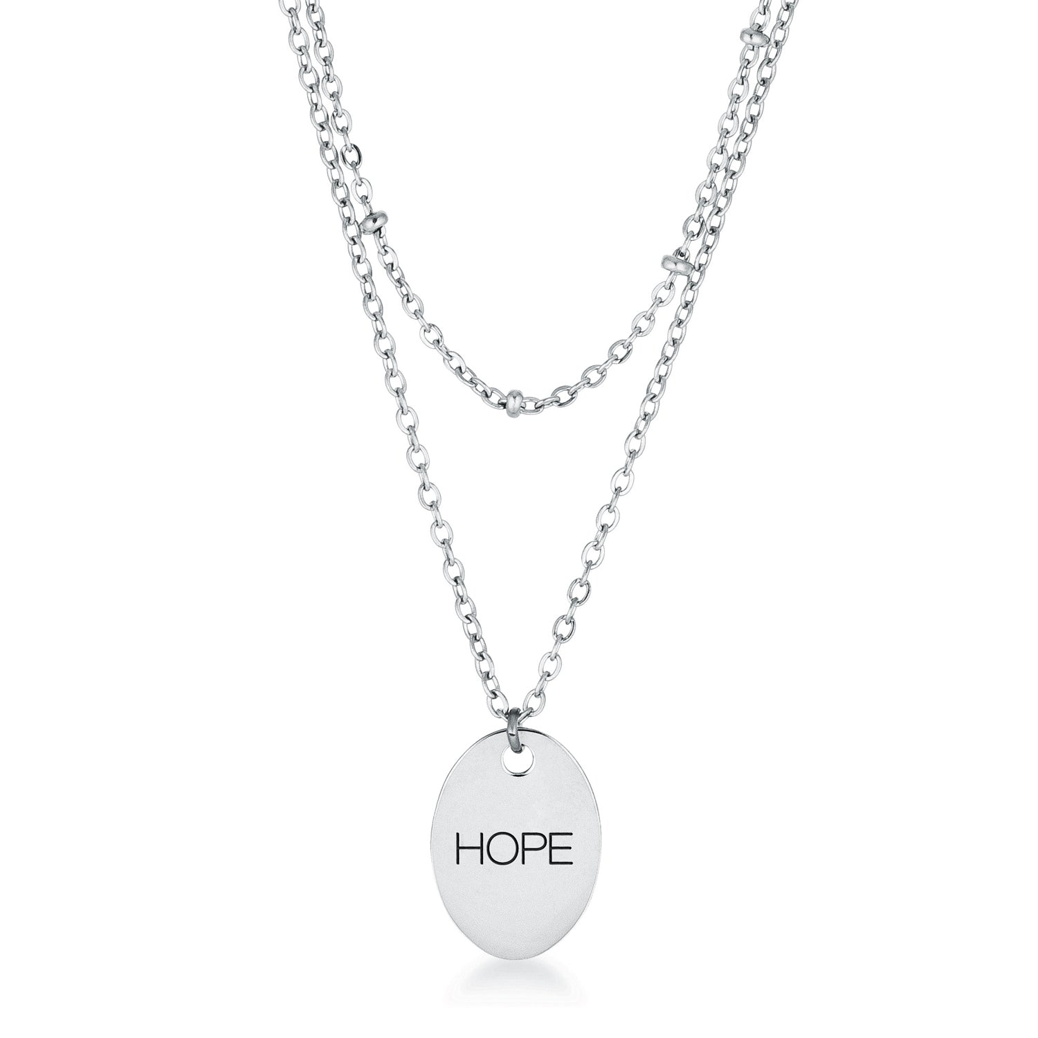 Avera Double Chain Hope Necklace In Polished Silver