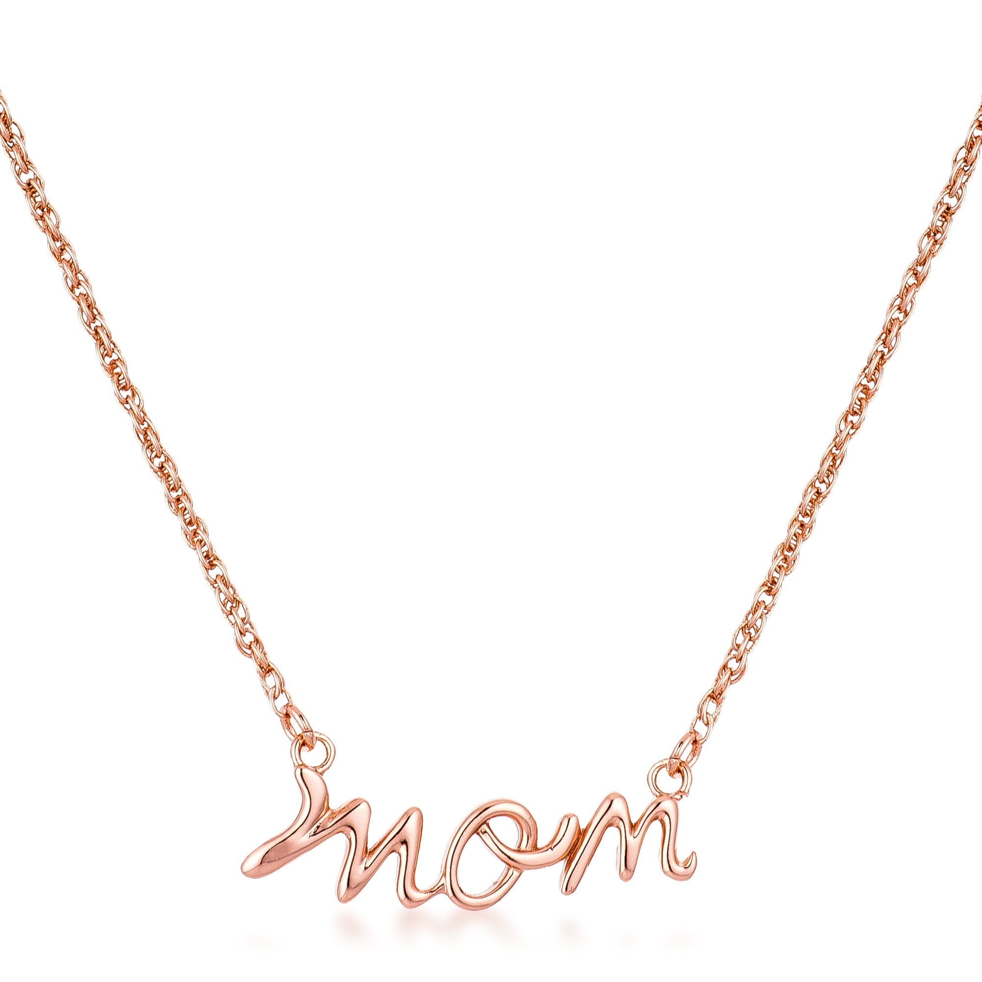 Avera Mom Script Necklace In Pink Finish