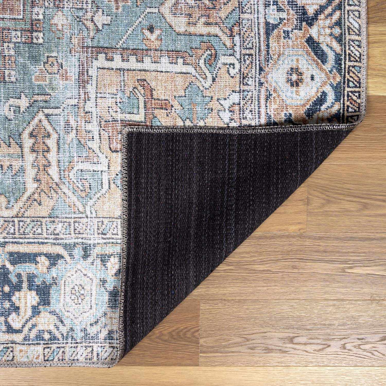 Green Nisa Tumble Dry Washable Rug