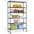 Heavy Duty 6-Shelf Adjustable Metal Shelving Rack with Casters