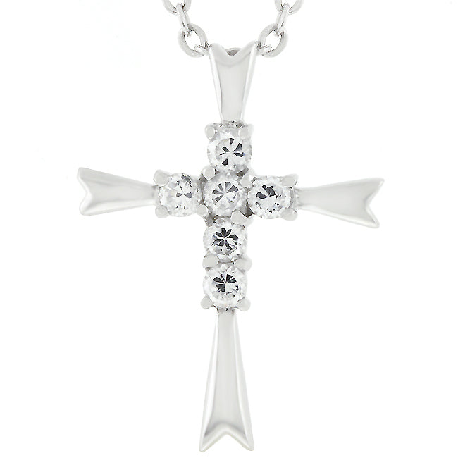 Avera Coupled Cross Pendant In Polished Silver