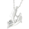 Avera Sterling Silver Dual Dolphin Pendant Necklace
