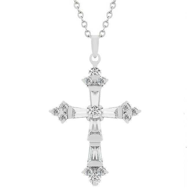 Avera Brilliant Cubic Zirconia Cross Pendant in Sterling Silver