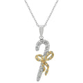 Avera Candy Cane Cubic Zirconia Pendant In Sterling Silver