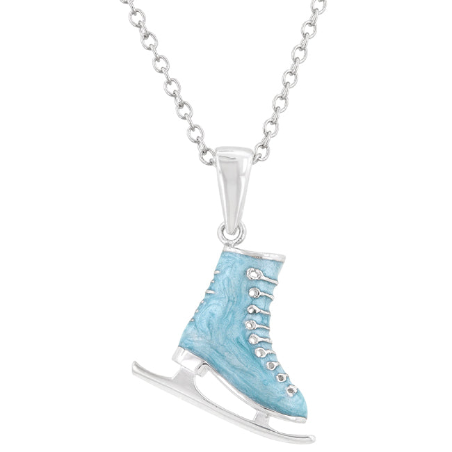 Avera Enamel Ice Skate Pendant In Light Pastel Blue