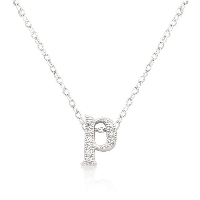 Avera Micro-Pave Initial P Pendant In Sterling Silver