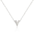 Avera Micro-Pave Initial V Pendant Necklace in Sterling Silver
