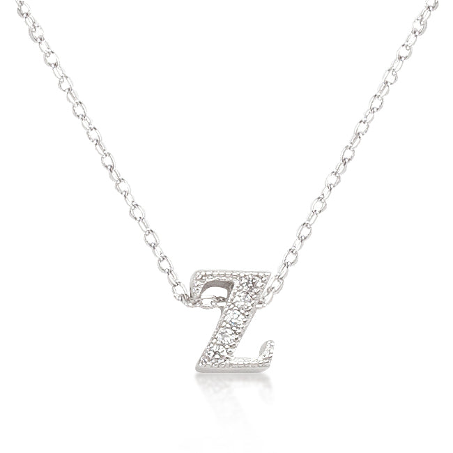 Avera Micro-Pave Initial Z Pendant in Sterling Silver