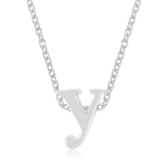 Avera Finish Initial Y Pendant Sterling Silver Necklace