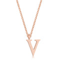 Avera Elaina Stainless Steel V Initial Necklace Gold Tone
