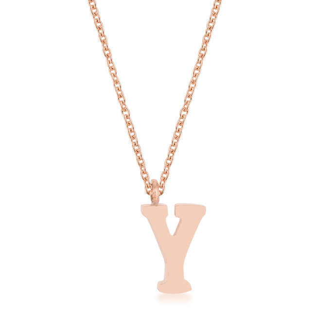 Avera Elaina Stainless Steel Y Initial Necklace Gold