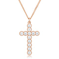 Avera Micro Beaded Plated CZ Cross Pendant Necklace