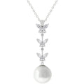 Avera Butterfly Pearl Pendant Necklace for Women One Size Silver
