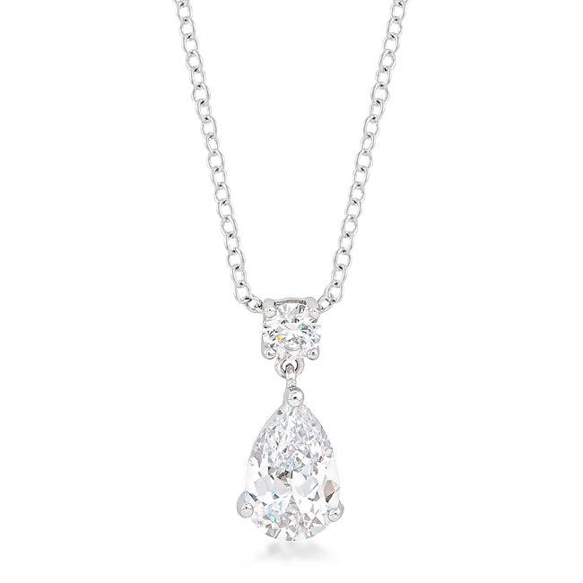 Avera Chandelier Pear Cubic Zirconia Pendant Necklace