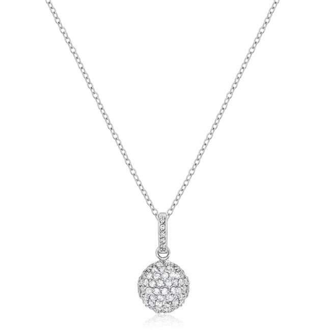 Avera Sparkling Sphere Pendant in Polished Silver