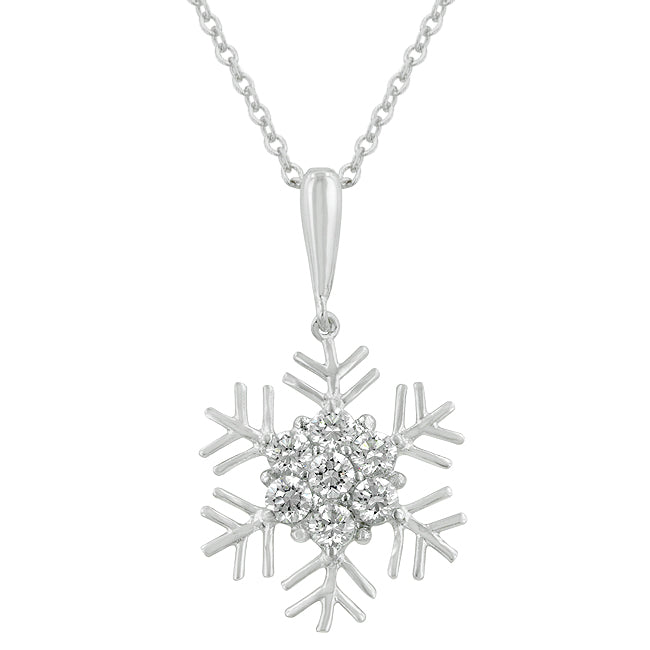 Avera Snowflake Cubic Zirconia Pendant in Sterling Silver