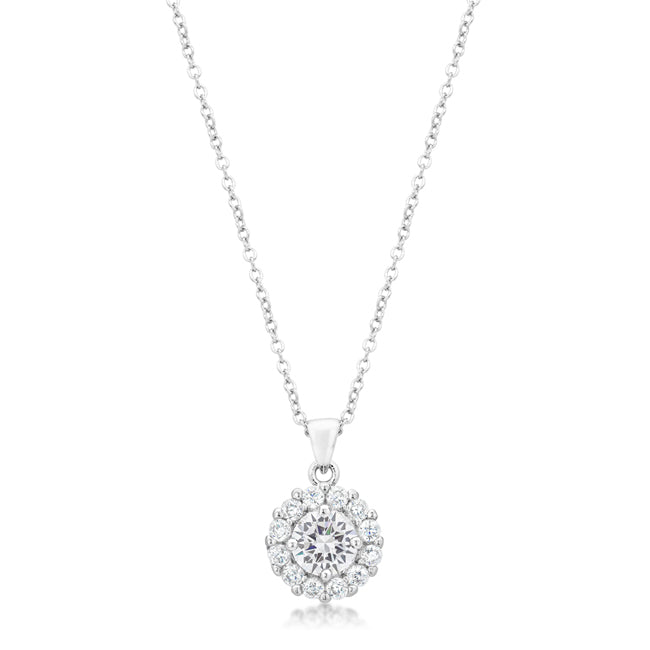 Avera Bella Bridal Pendant Necklace In Sterling Silver