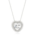 Avera Radiant Halo Heart Pendant in Sterling Silver