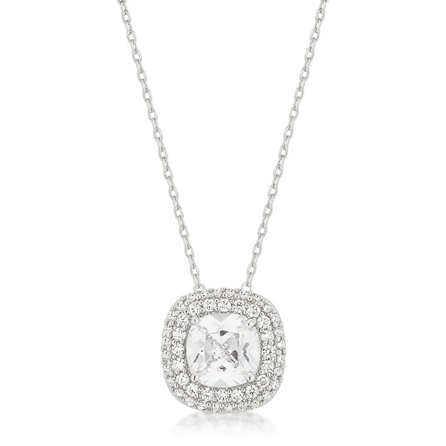 Avera Pave Halo Pendant In Sterling Silver