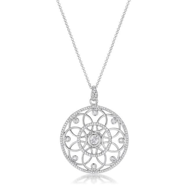 Avera 1.4 Ct Pendant Necklace With Interlocking Circles And Cubic Zirconia
