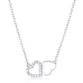 Avera Sweet and Romantic Melded CZ Hearts Necklace in Silver