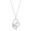 Avera Whimsical CZ Butterfly Pendant and Necklace in Sterling Silver